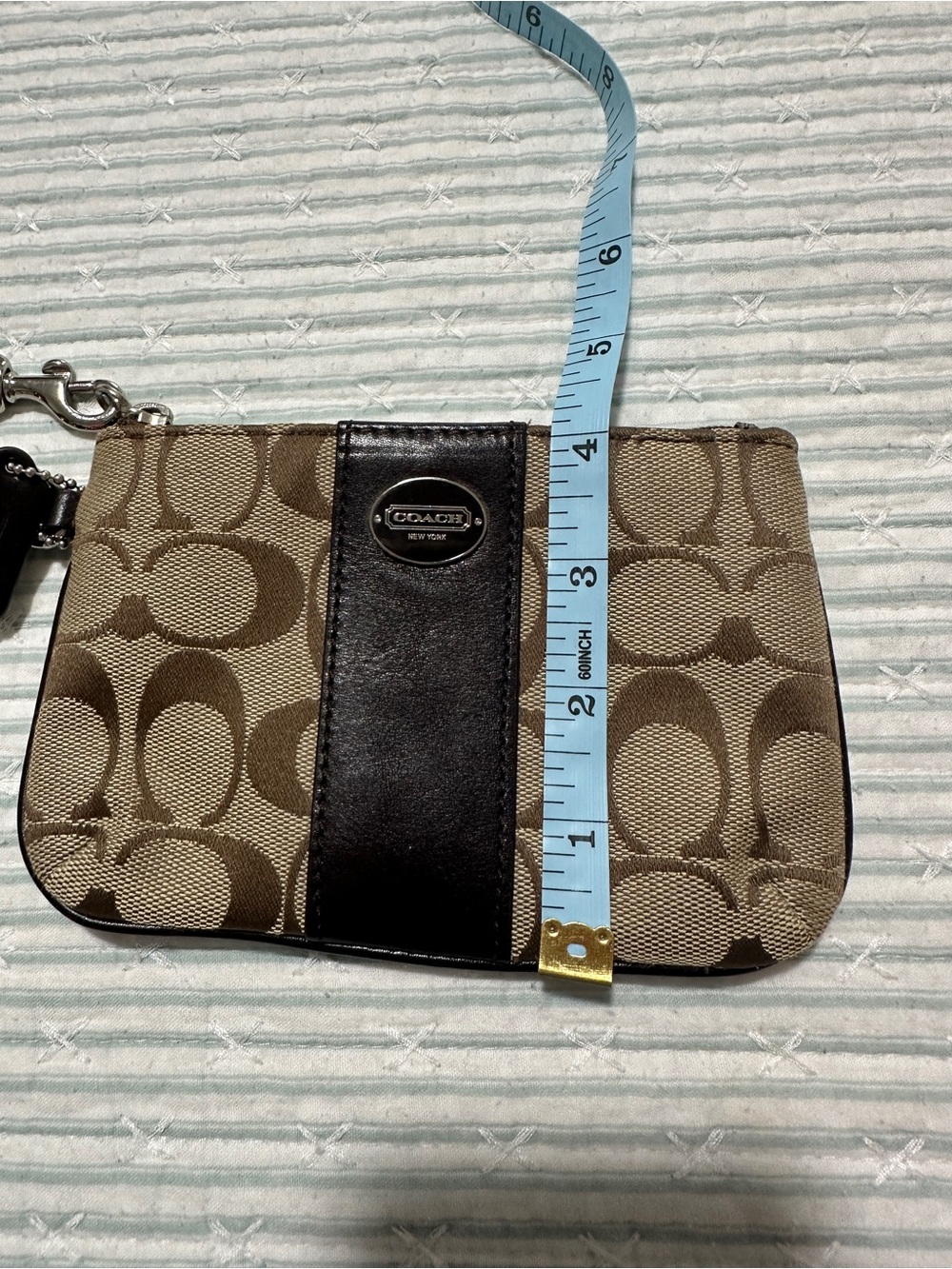 Coach Signature Canvas Wristlet in Brown/Tan - Picture 6 of 6